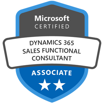 Badge for Microsoft Certified: Dynamics 365 Sales Functional Consultant Associate